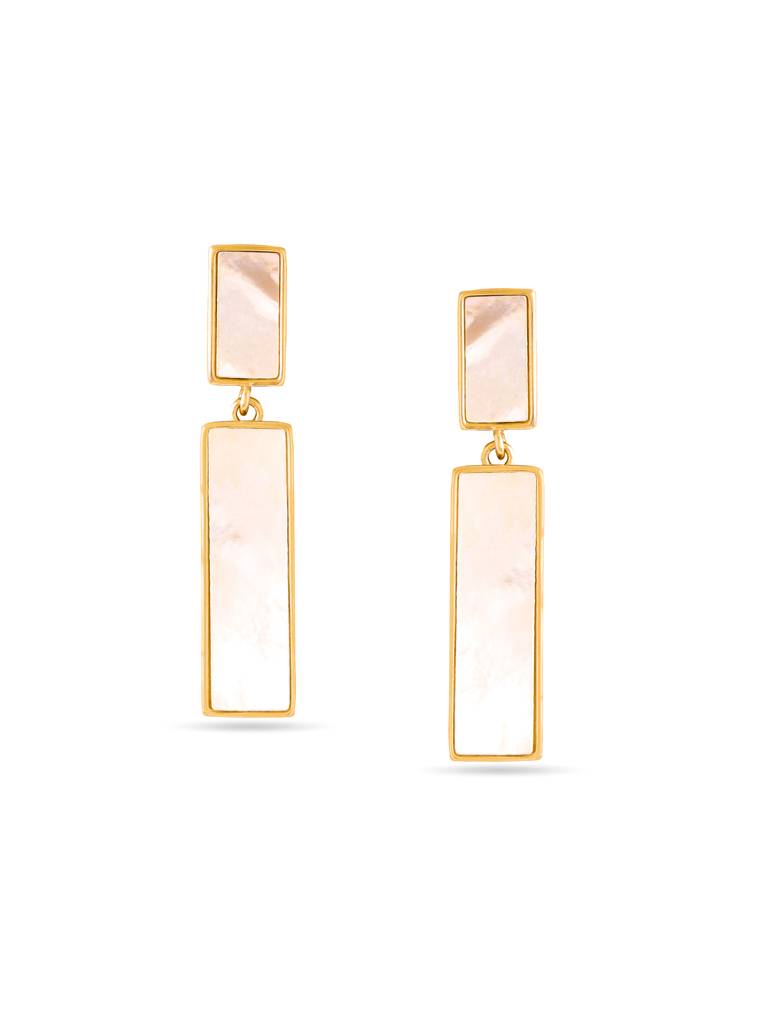 Kicky & Perky 925 Sterling Silver Symmetrical Mother Of Pearl Earrings : VSILIJE015_G