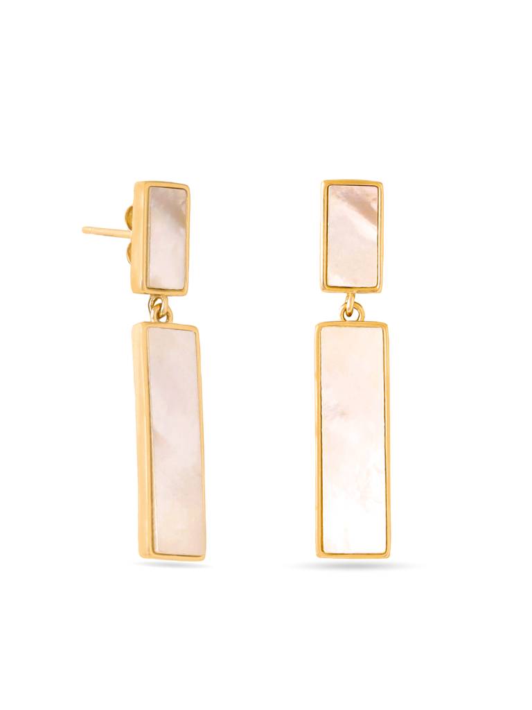 Kicky & Perky 925 Sterling Silver Symmetrical Mother Of Pearl Earrings : VSILIJE015_G
