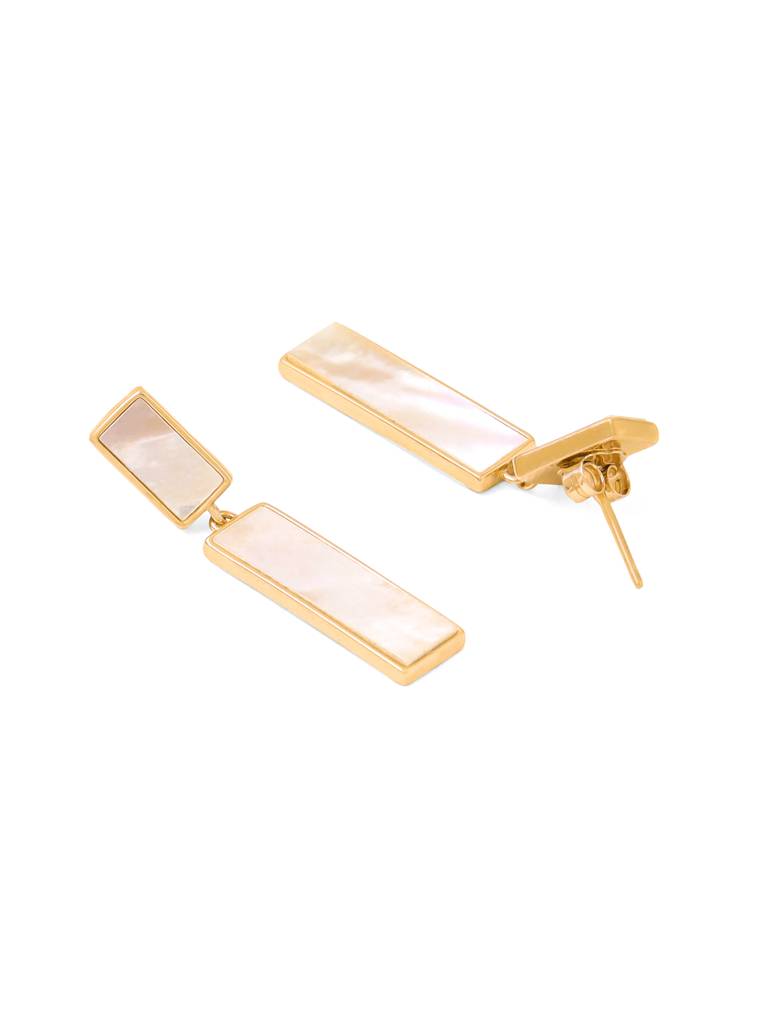 Kicky & Perky 925 Sterling Silver Symmetrical Mother Of Pearl Earrings : VSILIJE015_G