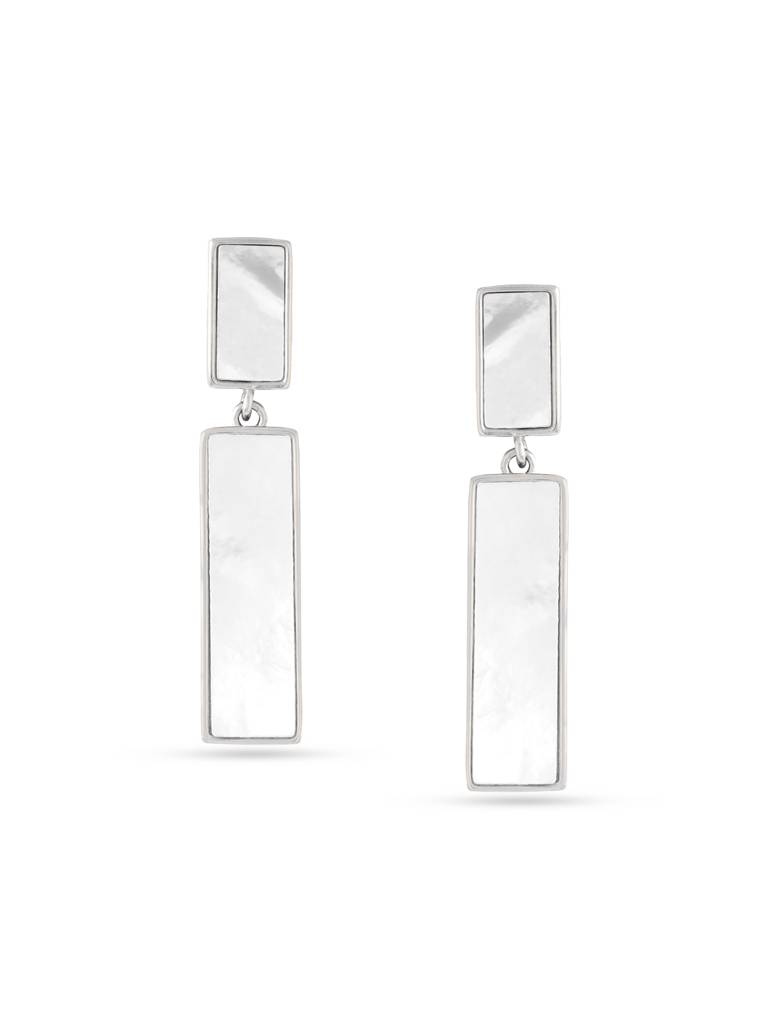 Kicky & Perky 925 Sterling Silver Symmetrical Mother Of Pearl Earrings : VSILIJE015_S