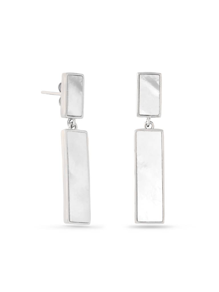 Kicky & Perky 925 Sterling Silver Symmetrical Mother Of Pearl Earrings : VSILIJE015_S