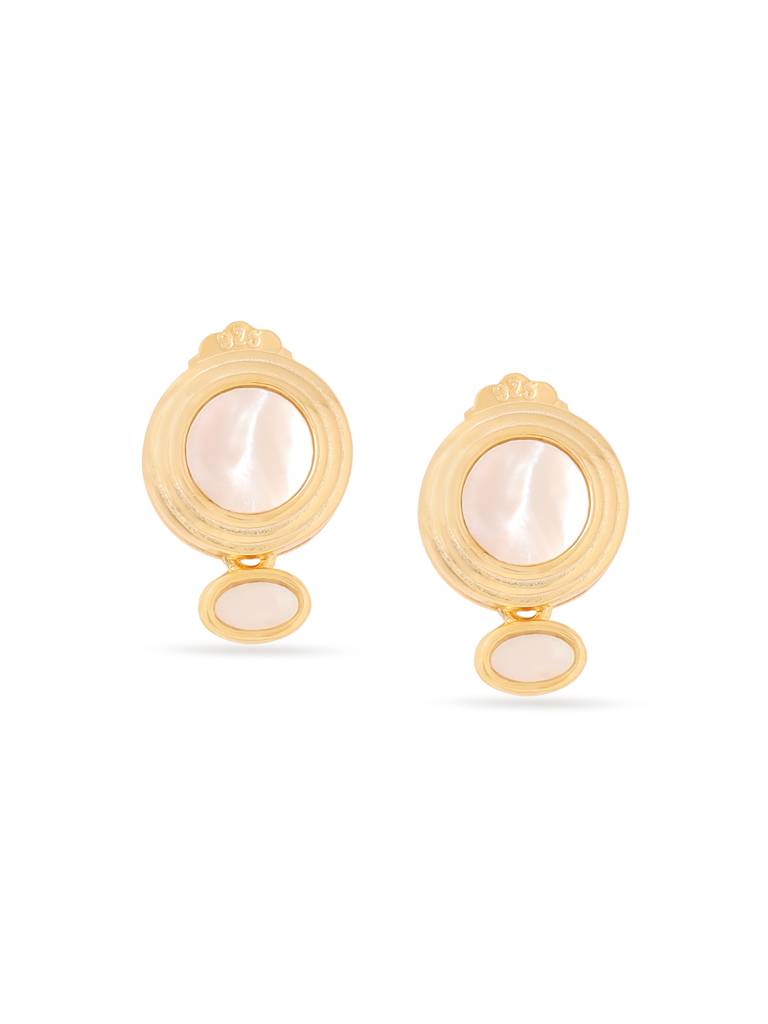 Kicky & Perky 925 Sterling Silver Abstract Geometric Mother Of Pearl Earrings : VSILIJE016_G