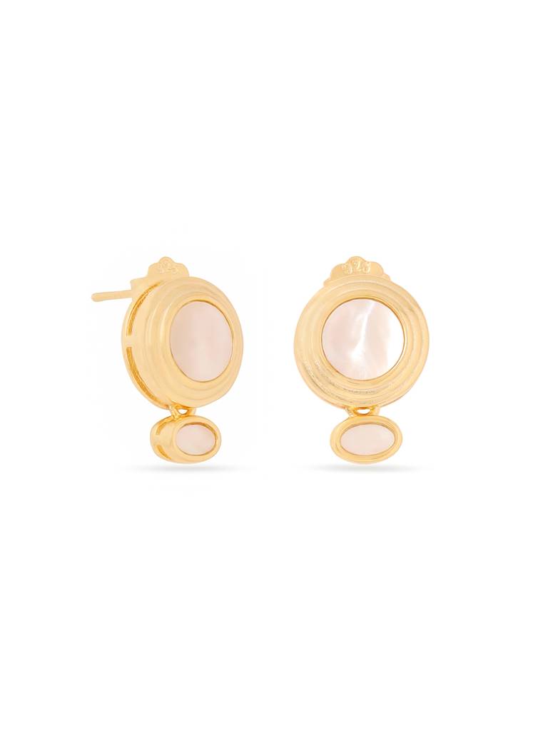 Kicky & Perky 925 Sterling Silver Abstract Geometric Mother Of Pearl Earrings : VSILIJE016_G