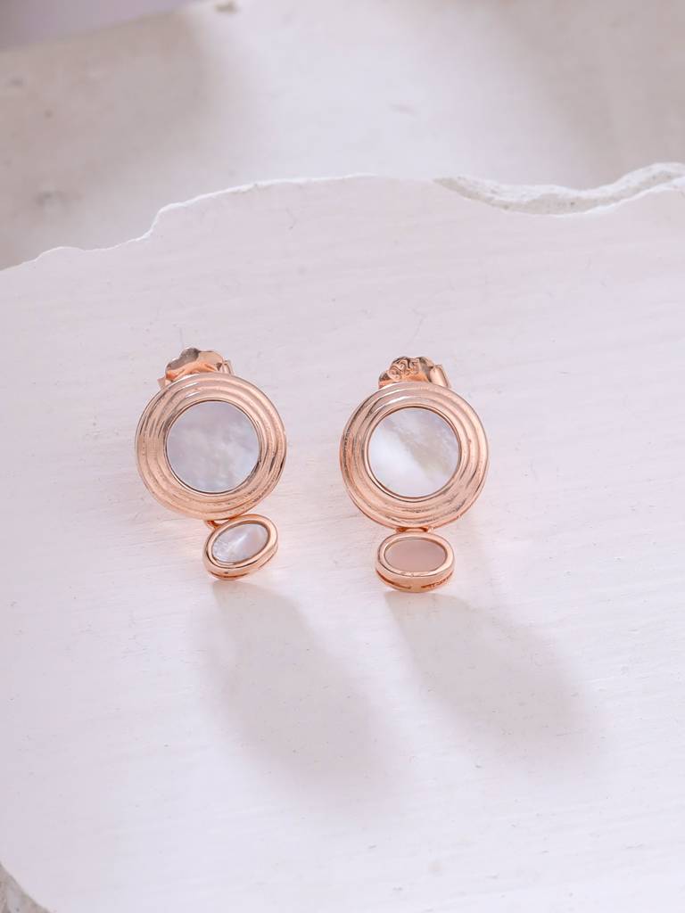 Kicky & Perky 925 Sterling Silver Abstract Geometric Mother Of Pearl Earrings : VSILIJE016_R