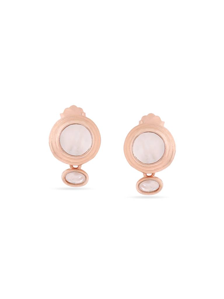Kicky & Perky 925 Sterling Silver Abstract Geometric Mother Of Pearl Earrings : VSILIJE016_R