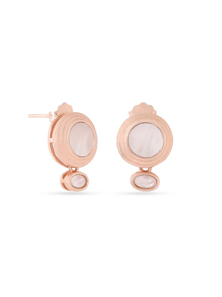 Kicky & Perky 925 Sterling Silver Abstract Geometric Mother Of Pearl Earrings : VSILIJE016_R