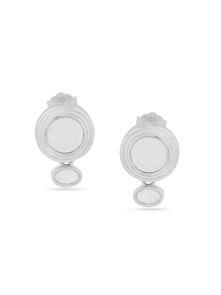 Kicky & Perky 925 Sterling Silver Abstract Geometric Mother Of Pearl Earrings : VSILIJE016_S