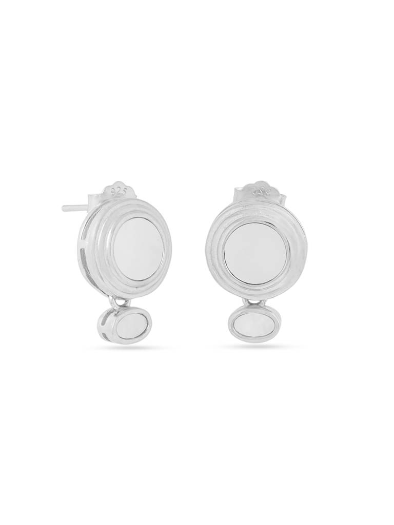 Kicky & Perky 925 Sterling Silver Abstract Geometric Mother Of Pearl Earrings : VSILIJE016_S