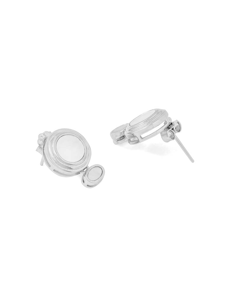 Kicky & Perky 925 Sterling Silver Abstract Geometric Mother Of Pearl Earrings : VSILIJE016_S