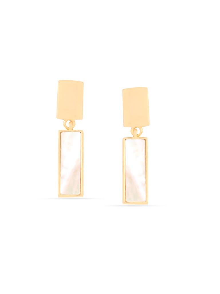 Kicky & Perky 925 Sterling Silver 14K Gold Plated Abstract Geometric Mother Of Pearl Earrings : VSILIJE018_G