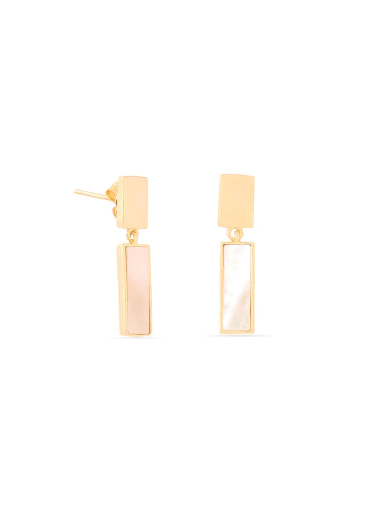 Kicky & Perky 925 Sterling Silver 14K Gold Plated Abstract Geometric Mother Of Pearl Earrings : VSILIJE018_G