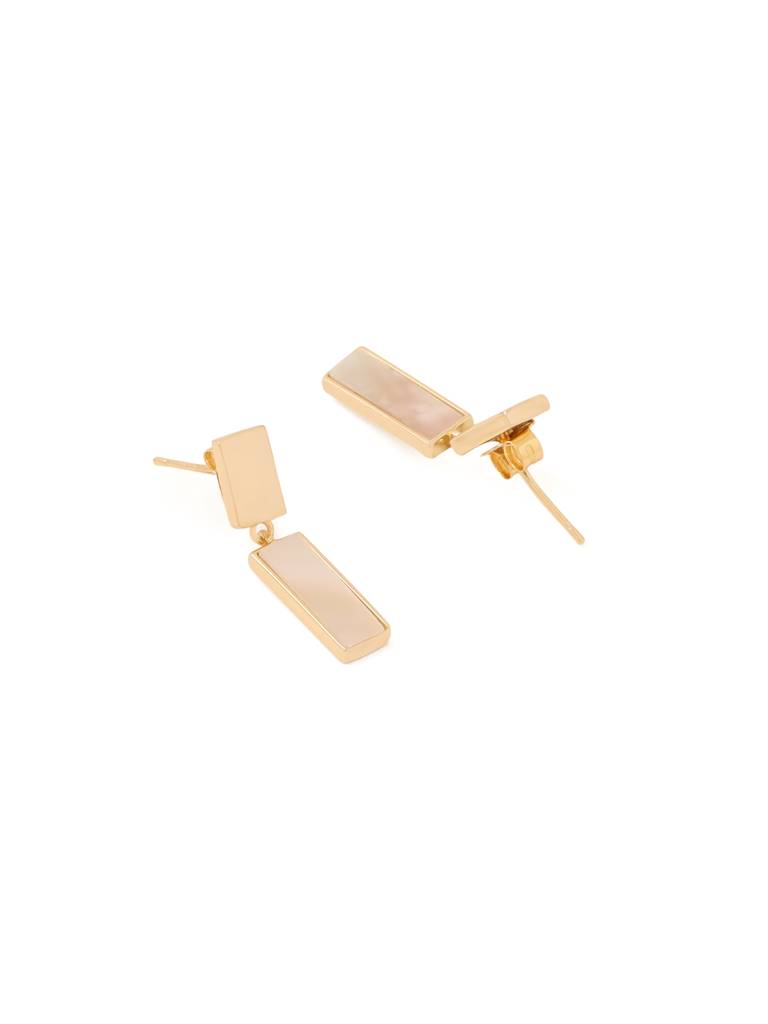 Kicky & Perky 925 Sterling Silver 14K Gold Plated Abstract Geometric Mother Of Pearl Earrings : VSILIJE018_G