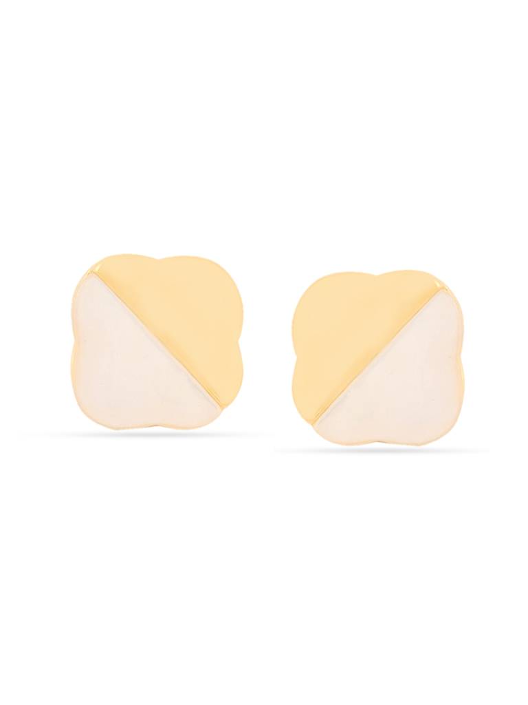 Kicky & Perky 925 Sterling Silver Lucky Clover Mother Of Pearl Stud Earrings : VSILIJE020_G