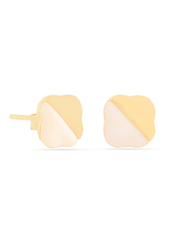 Kicky & Perky 925 Sterling Silver Lucky Clover Mother Of Pearl Stud Earrings : VSILIJE020_G