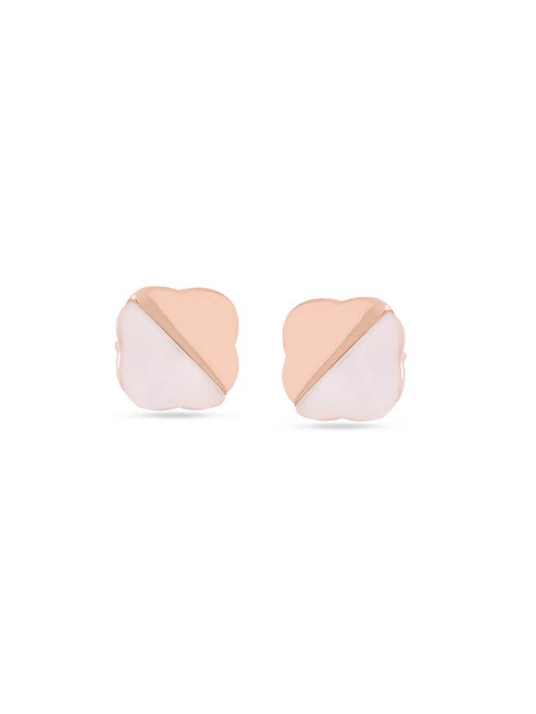 Kicky & Perky 925 Sterling Silver Lucky Clover Mother Of Pearl Stud Earrings : VSILIJE020_R