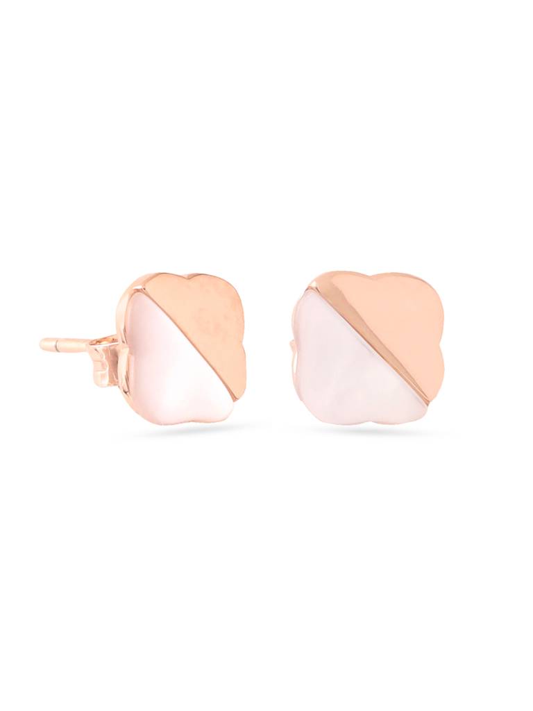 Kicky & Perky 925 Sterling Silver Lucky Clover Mother Of Pearl Stud Earrings : VSILIJE020_R