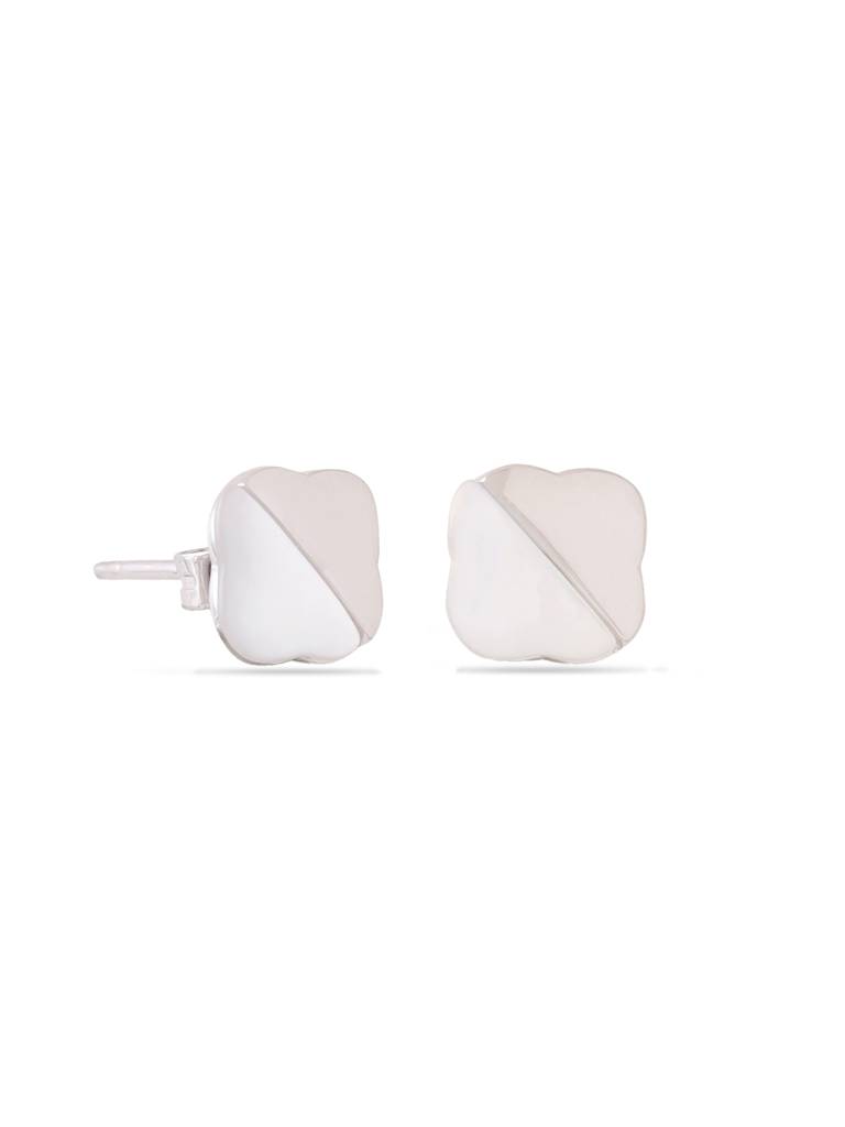 Kicky & Perky 925 Sterling Silver Lucky Clover Mother Of Pearl Stud Earrings : VSILIJE020_S