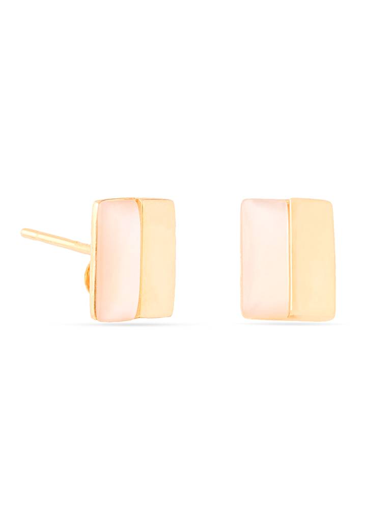 Kicky & Perky 925 Sterling Silver Geometric Mother Of Pearl Stud Earrings. : VSILIJE021_G