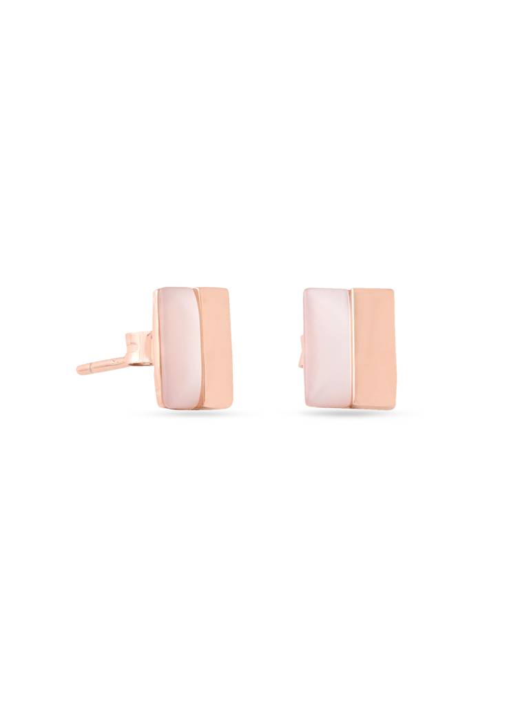 Kicky & Perky 925 Sterling Silver Geometric Mother Of Pearl Stud Earrings. : VSILIJE021_R