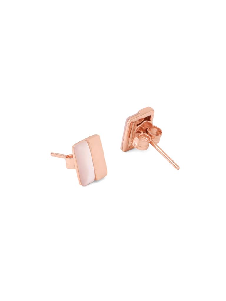 Kicky & Perky 925 Sterling Silver Geometric Mother Of Pearl Stud Earrings. : VSILIJE021_R