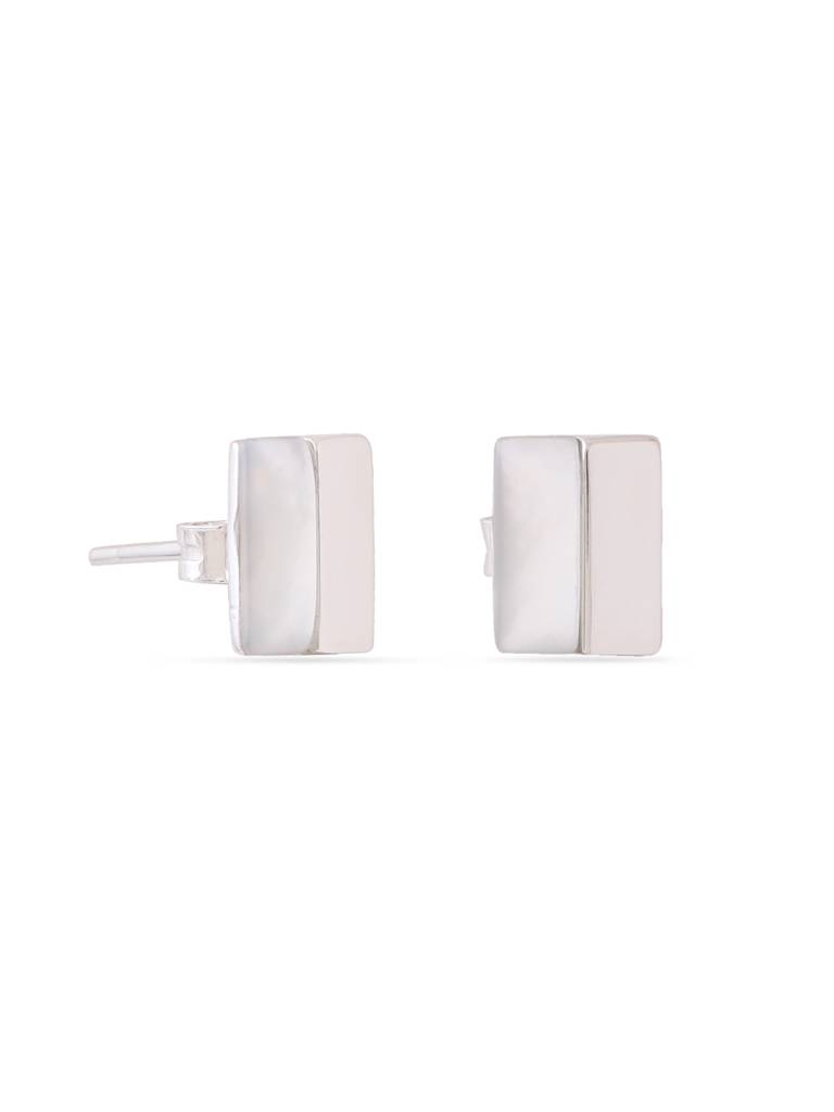 Kicky & Perky 925 Sterling Silver Geometric Mother Of Pearl Stud Earrings. : VSILIJE021_S