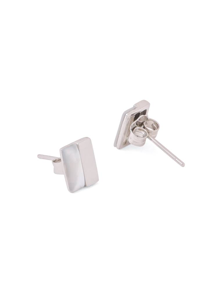 Kicky & Perky 925 Sterling Silver Geometric Mother Of Pearl Stud Earrings. : VSILIJE021_S