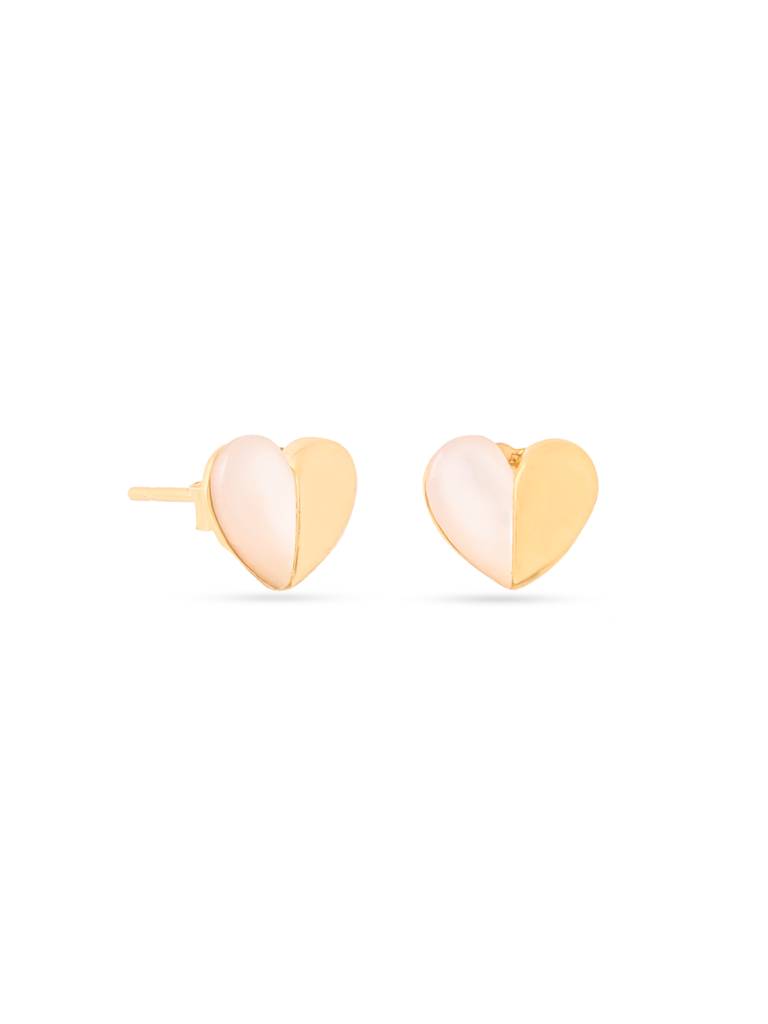 Kicky & Perky 925 Sterling Silver Heart-Shaped Mother Of Pearl Stud Earrings : VSILIJE022_G