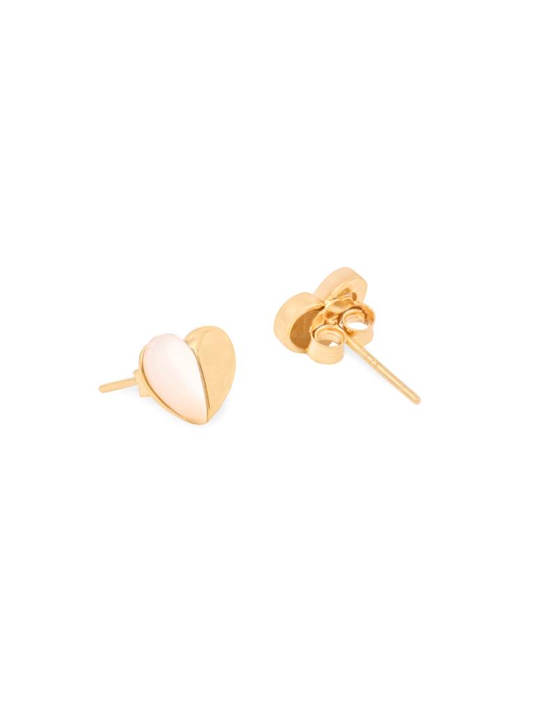 Kicky & Perky 925 Sterling Silver Heart-Shaped Mother Of Pearl Stud Earrings : VSILIJE022_G