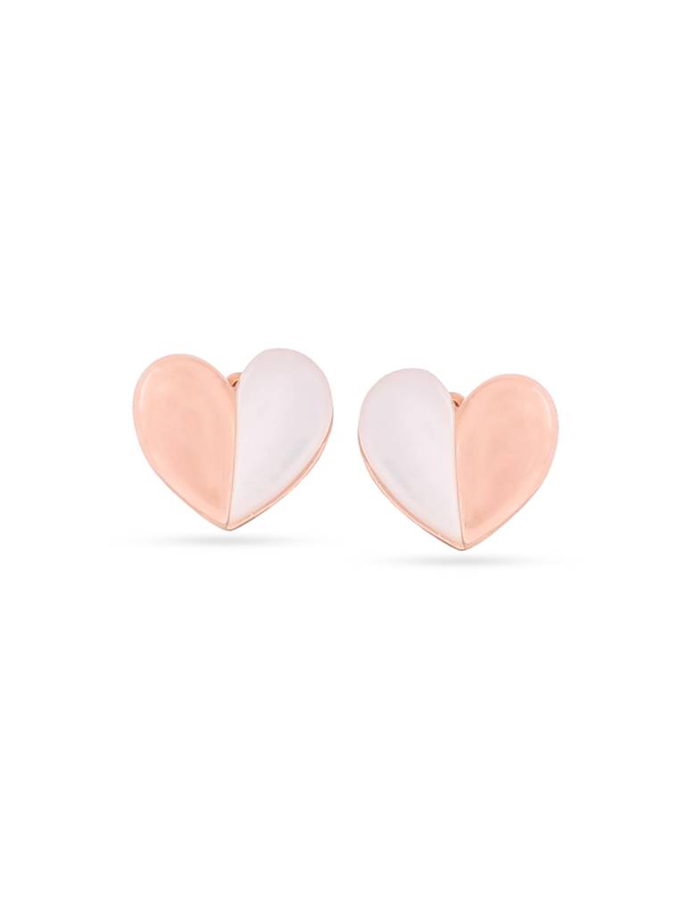 Kicky & Perky 925 Sterling Silver Heart-Shaped Mother Of Pearl Stud Earrings : VSILIJE022_R