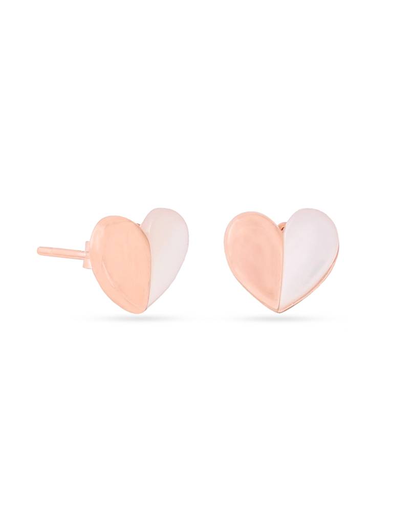 Kicky & Perky 925 Sterling Silver Heart-Shaped Mother Of Pearl Stud Earrings : VSILIJE022_R