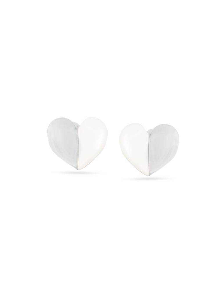Kicky & Perky 925 Sterling Silver Heart-Shaped Mother Of Pearl Stud Earrings : VSILIJE022_S