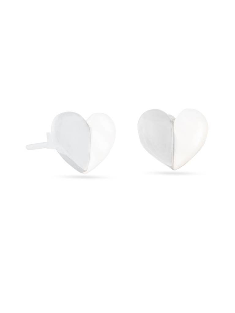 Kicky & Perky 925 Sterling Silver Heart-Shaped Mother Of Pearl Stud Earrings : VSILIJE022_S