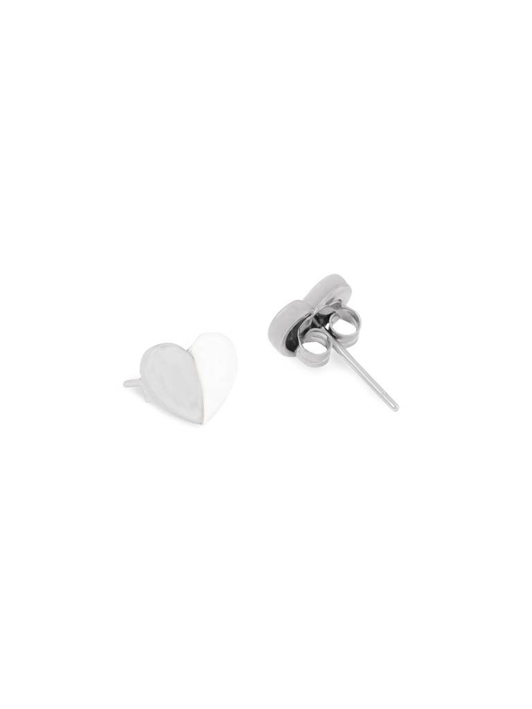 Kicky & Perky 925 Sterling Silver Heart-Shaped Mother Of Pearl Stud Earrings : VSILIJE022_S