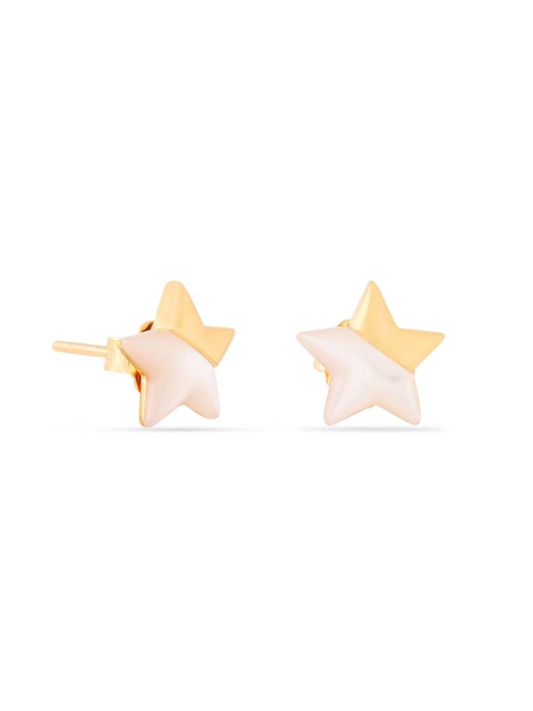 Kicky & Perky 925 Sterling Silver Star-Shaped Mother Of Pearl Stud Earrings : VSILIJE023_G
