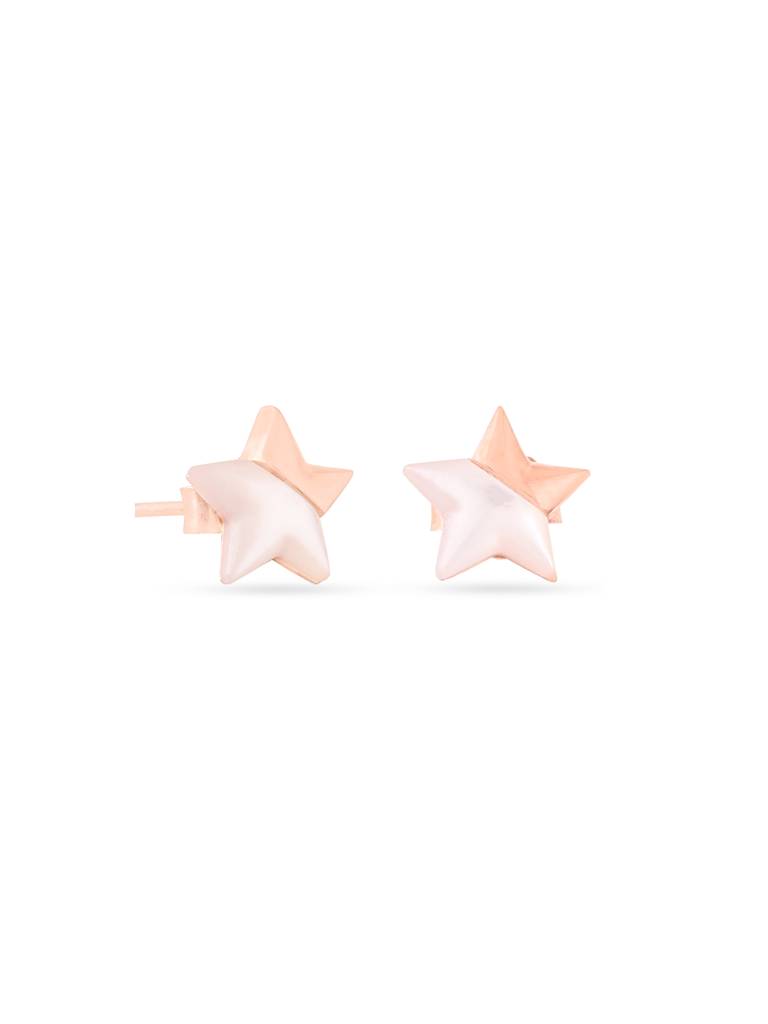 Kicky & Perky 925 Sterling Silver Star-Shaped Mother Of Pearl Stud Earrings : VSILIJE023_R