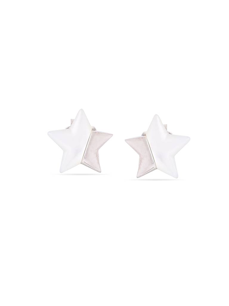 Kicky & Perky 925 Sterling Silver Star-Shaped Mother Of Pearl Stud Earrings : VSILIJE023_S