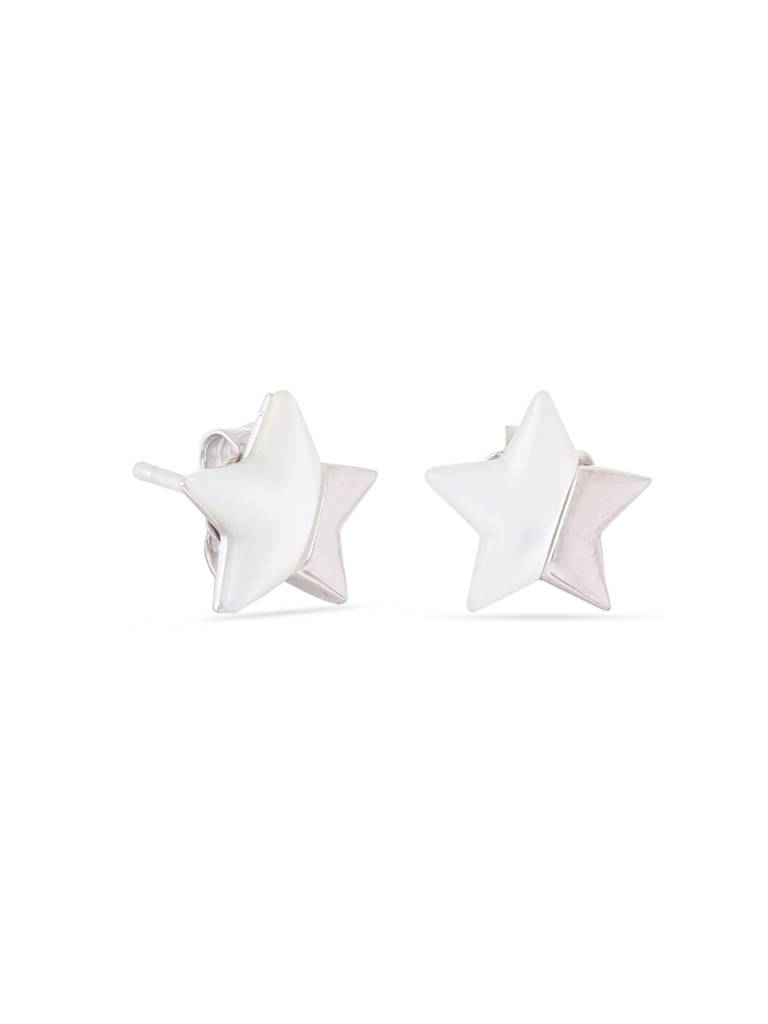 Kicky & Perky 925 Sterling Silver Star-Shaped Mother Of Pearl Stud Earrings : VSILIJE023_S