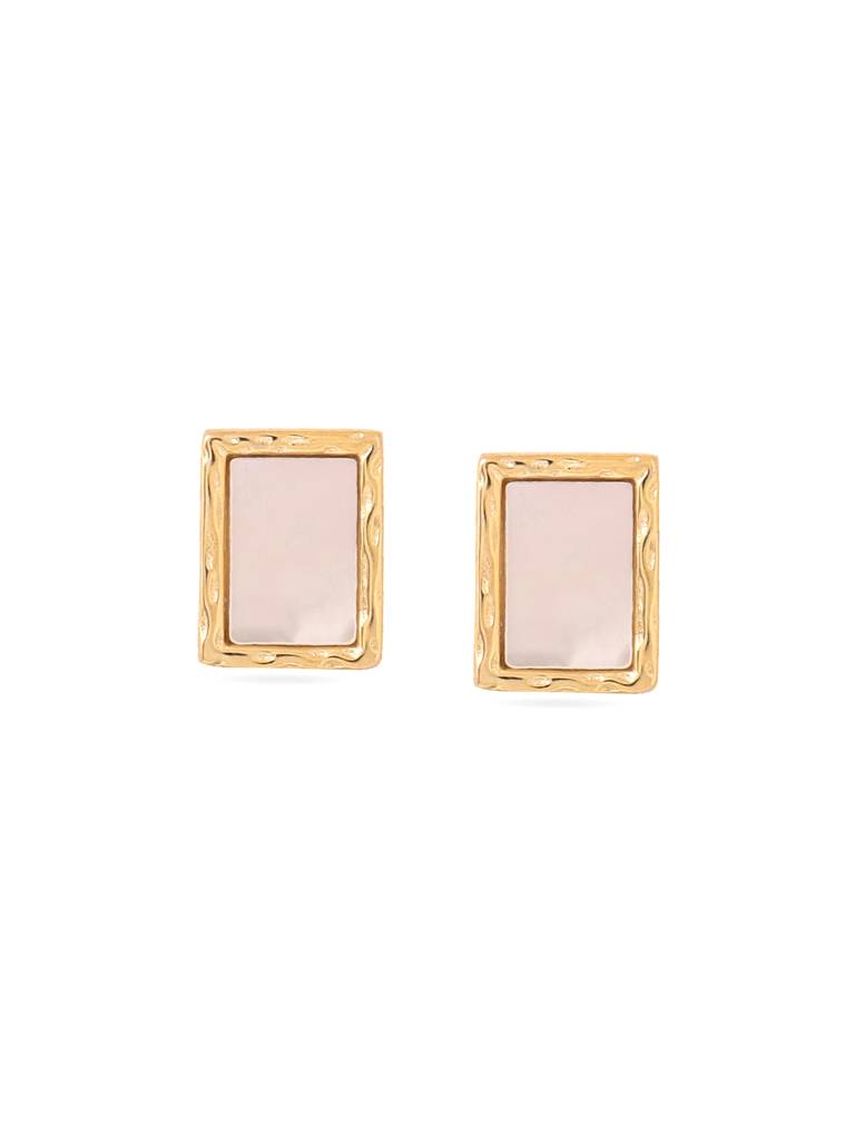 Kicky & Perky 925 Sterling Silver Geometrics Mother Of Pearl Stud Earrings : VSILIJE024_G