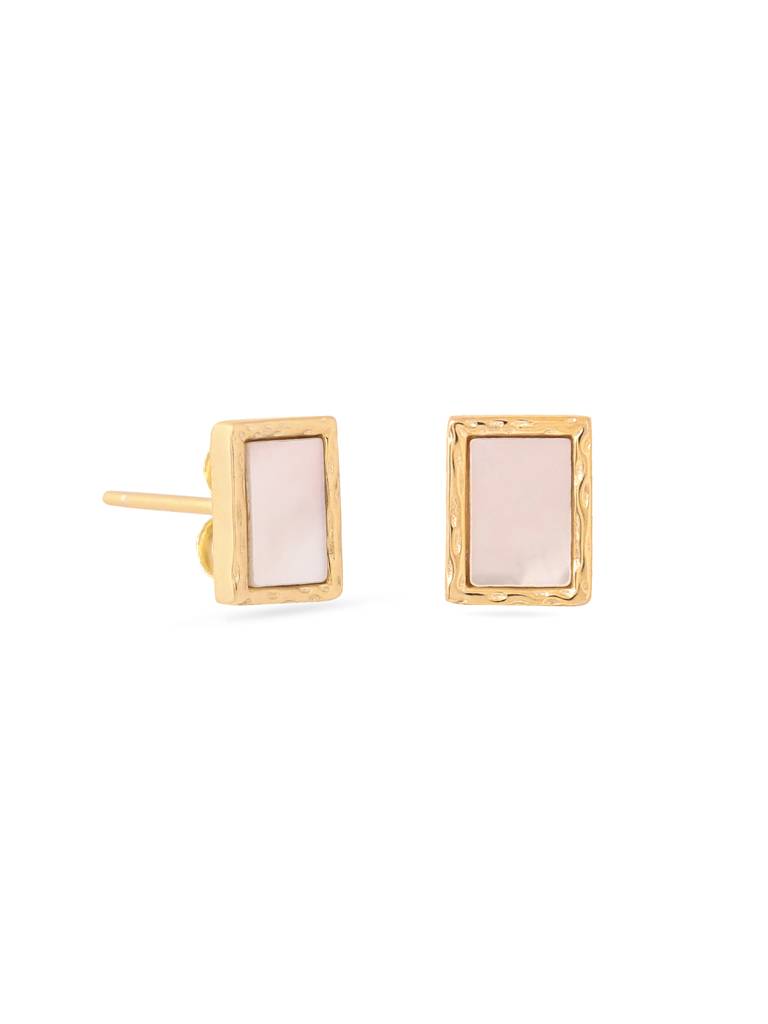 Kicky & Perky 925 Sterling Silver Geometrics Mother Of Pearl Stud Earrings : VSILIJE024_G
