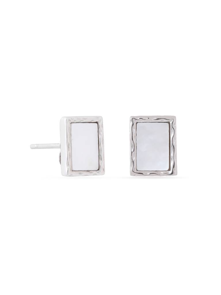 Kicky & Perky 925 Sterling Silver Geometrics Mother Of Pearl Stud Earrings : VSILIJE024_S