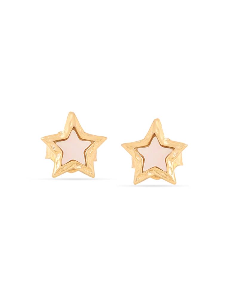 Kicky & Perky 925 Sterling Silver Stud Earrings 14K Gold Plated Star-Shaped Mother Of Pearl : VSILIJE028_G