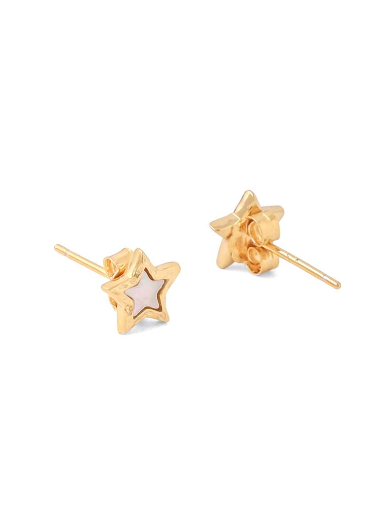 Kicky & Perky 925 Sterling Silver Stud Earrings 14K Gold Plated Star-Shaped Mother Of Pearl : VSILIJE028_G