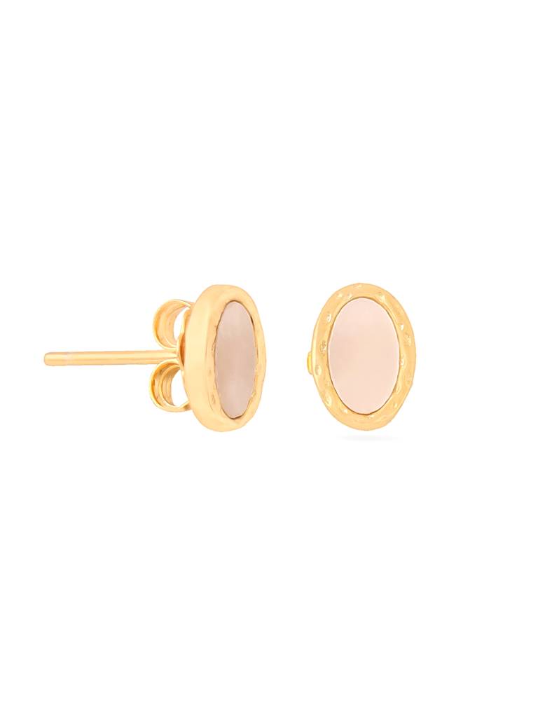 Kicky & Perky 925 Sterling Silver 14K Gold Plated Oval Mother Of Pearl Stud Earrings : VSILIJE029_G