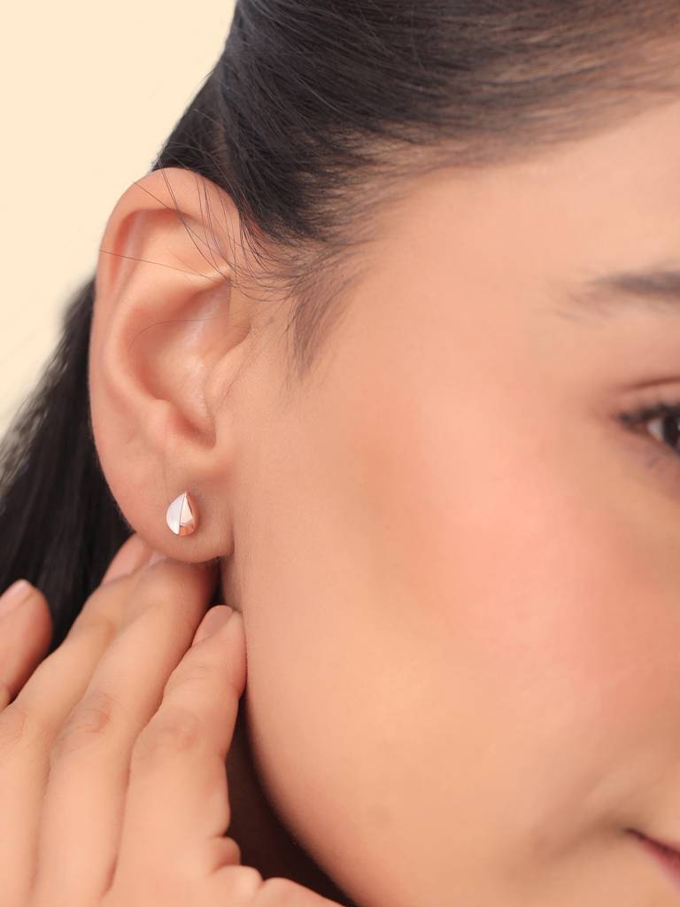 Kicky & Perky 925 Sterling Silver Mother Of Pearl Stud Earrings (Rose Gold Plated Pear-Shaped) : VSILIJE030_R