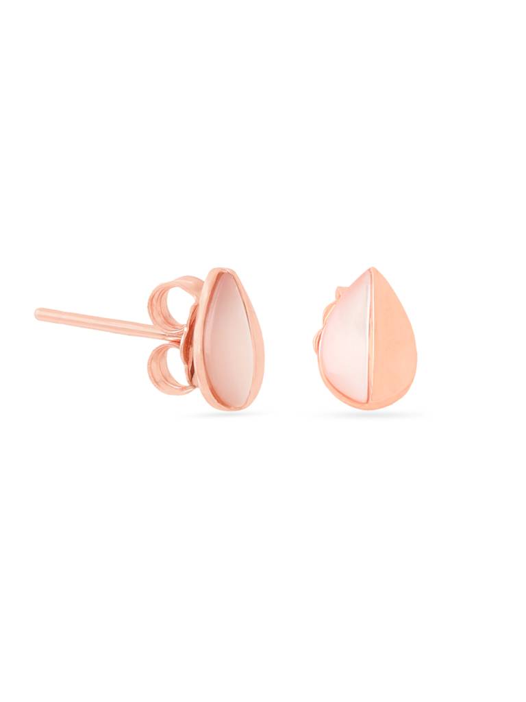 Kicky & Perky 925 Sterling Silver Mother Of Pearl Stud Earrings (Rose Gold Plated Pear-Shaped) : VSILIJE030_R