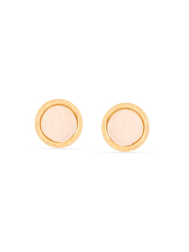 Kicky & Perky 925 Sterling Silver 14K Gold Plated Round Mother Of Pearl Stud Earrings : VSILIJE032_G