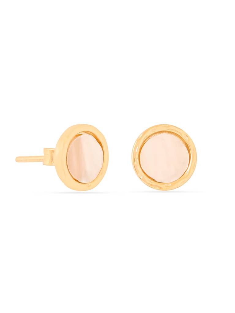 Kicky & Perky 925 Sterling Silver 14K Gold Plated Round Mother Of Pearl Stud Earrings : VSILIJE032_G