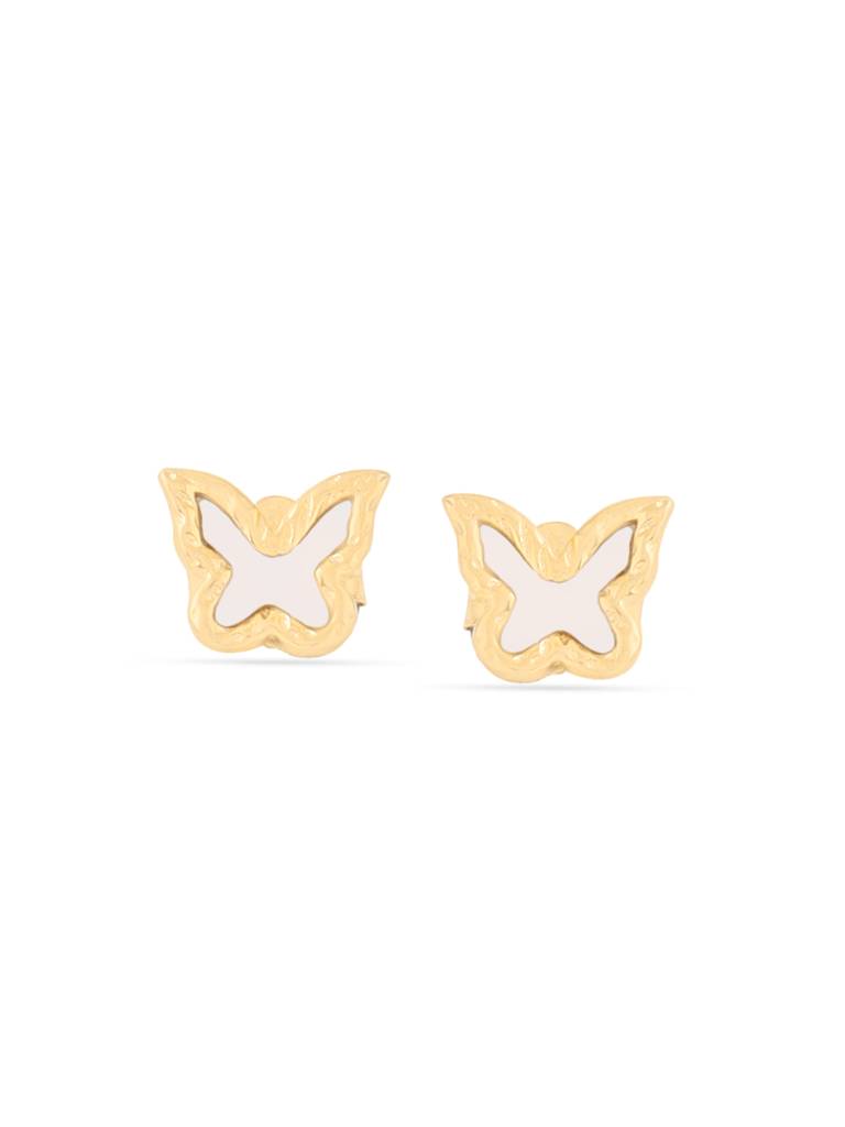 Kicky & Perky 925 Sterling Silver 14K Gold Plated Butterfly Mother Of Pearl Stud Earrings : VSILIJE034_G