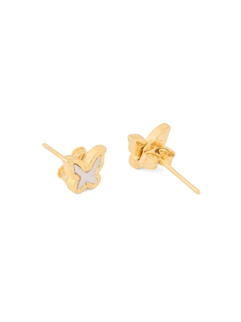 Kicky & Perky 925 Sterling Silver 14K Gold Plated Butterfly Mother Of Pearl Stud Earrings : VSILIJE034_G