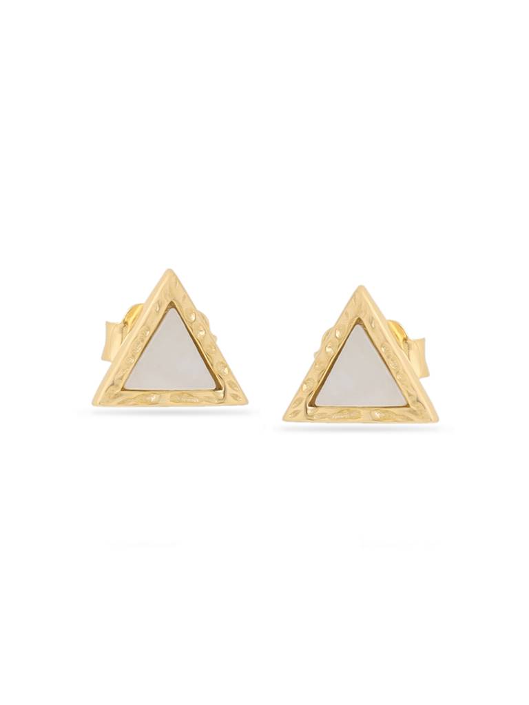 Kicky & Perky 925 Sterling Silver Mother Of Pearl Stud Earrings 14K Gold Plated Triangle : VSILIJE035_G